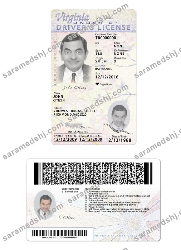 USA Virginia driving license under 21 new version